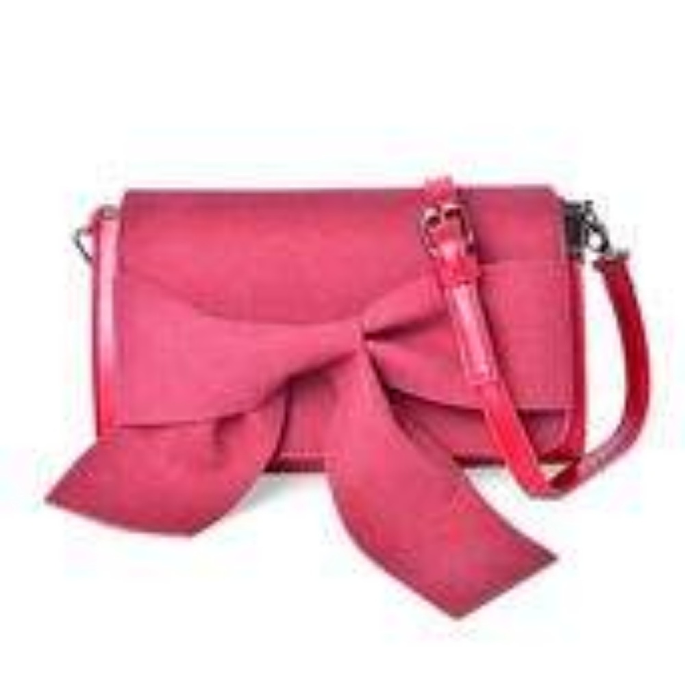 Faux Leather Bowtie Flap Clutch W/Strap